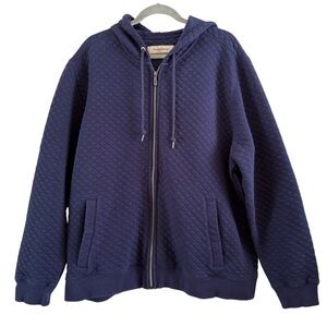 Tommy Bahama Men’s XXL Navy Full Zip Quilted Hoodie Sweatshirt Quilt This City